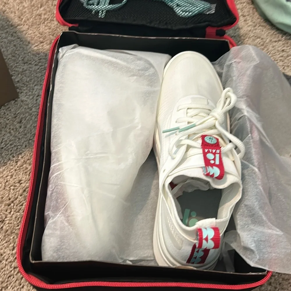 Bala White Sneakers with Red and Aqua Accents